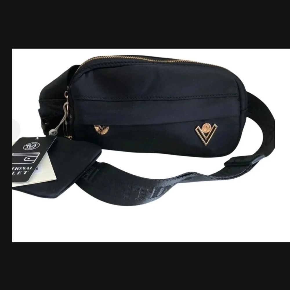 Valentino Orlandi Black Nylon Belt Bag with Wallet & 2 Zipper Pocket Ret$119 NWT - Picture 3 of 3